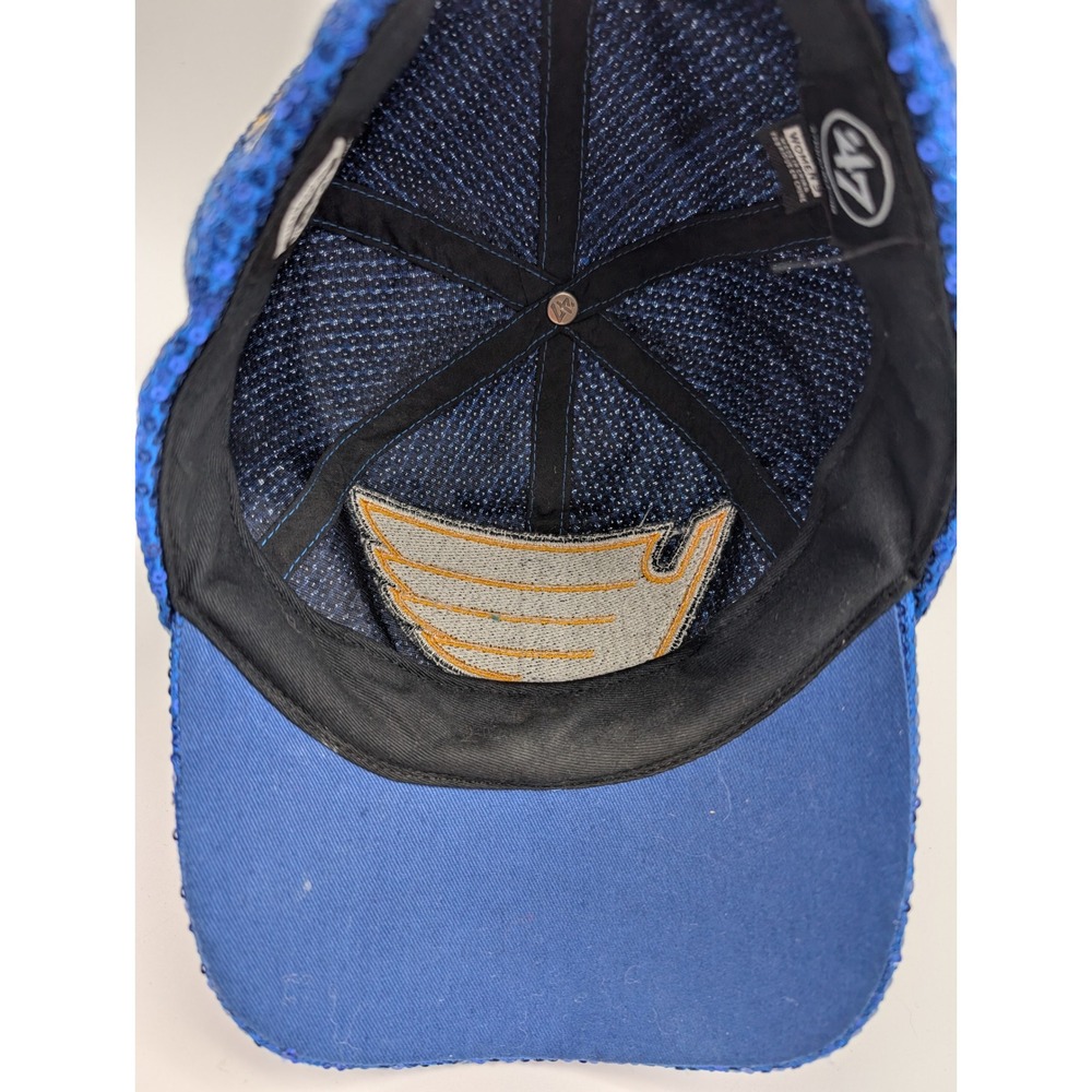 47 Brand St Louis Blues NHL Sequin Hat Blue Adjustable Womens Baseball Cap - Picture 6 of 8